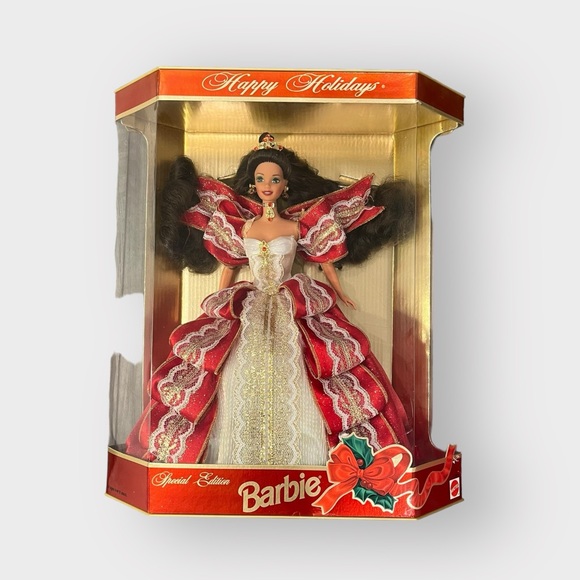 Mattel Barbie Happy Holidays 1997 Green Eyes Collectors Doll NIB - Picture 1 of 4